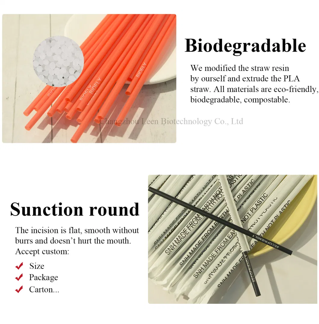 Eco Friendly Biodegradable Compostable Colorful PLA Straw Customized Logo 12*230 6/8*200mm Factory Price