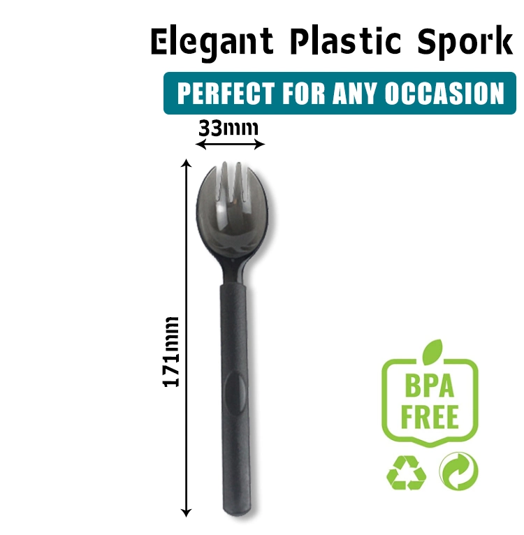 Disposable Plastic Cutlery 171mm Length PS Plastic Spork Customizable for Spork