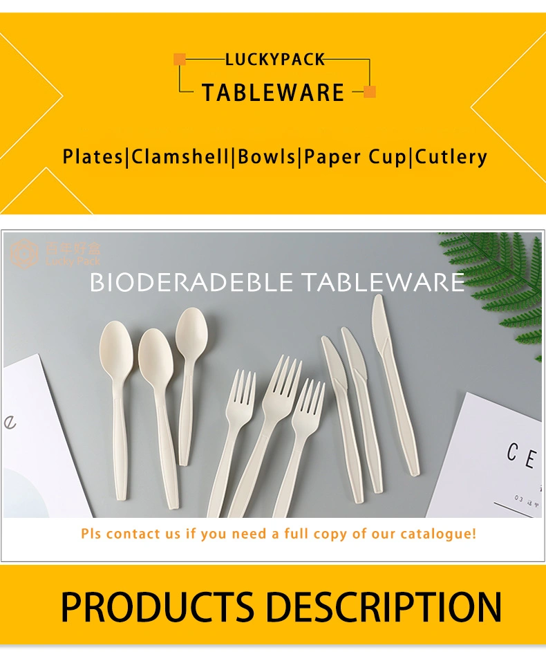 Biodegradable Tableware Biodegradable Cutlery Disposable Products Plastic PLA Spoon Fork and Knife Cutlery