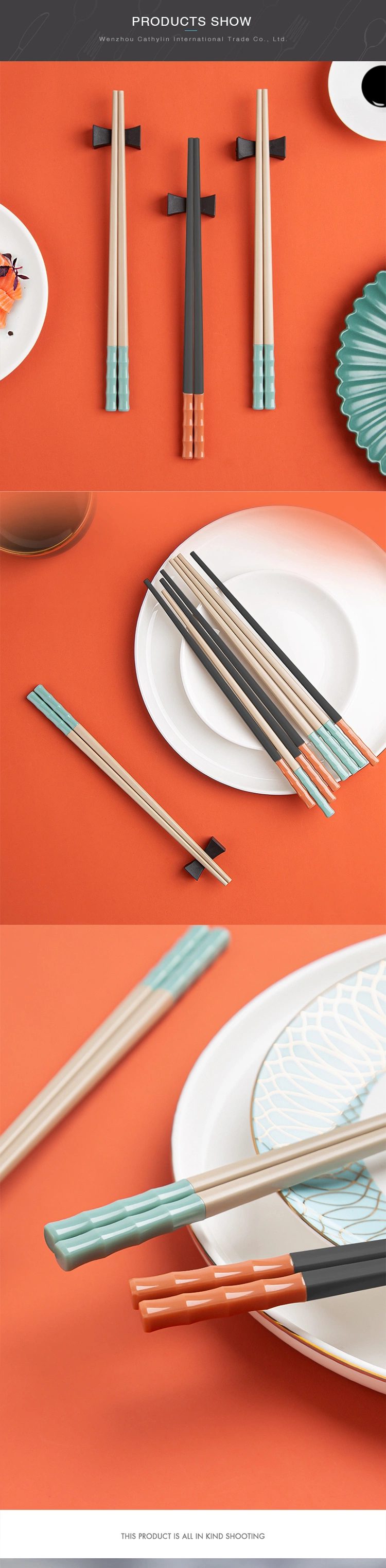 Bamboo Pattern Pet Fiberglass Chopsticks with Anti Slip Head Design