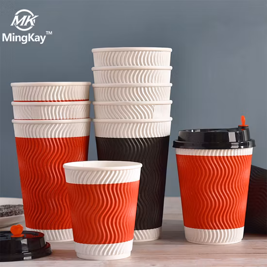 Tasses à café biodégradables jetables tasses à café en papier ondulées tasses à thé jetables