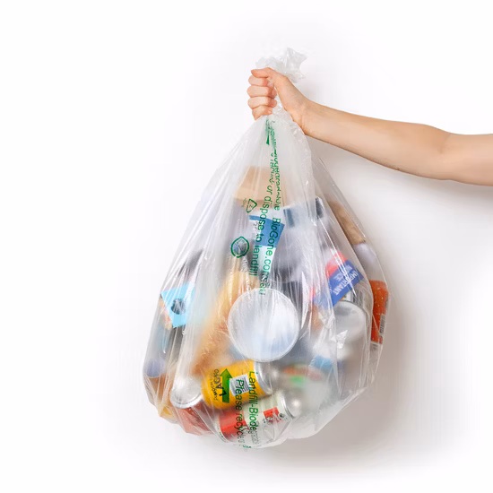 Sac à provisions compostable en gros de PLA sacs en plastique 100% biodégradables