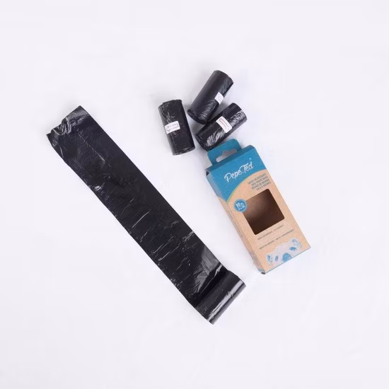 Sacs biodégradables en amidon de maïs PLA Pbat, sacs de déchets de merde de chien, sacs à ordures en plastique en rouleau avec noyau en papier