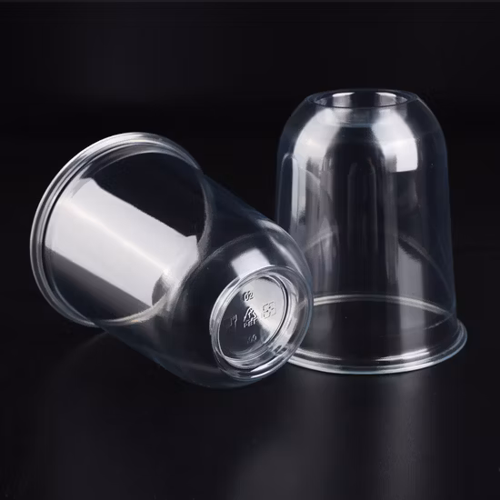 Tasse en plastique jetable biodégradable transparente en forme de U imprimée sur mesure pour thé à bulles PP Pet PLA Cup